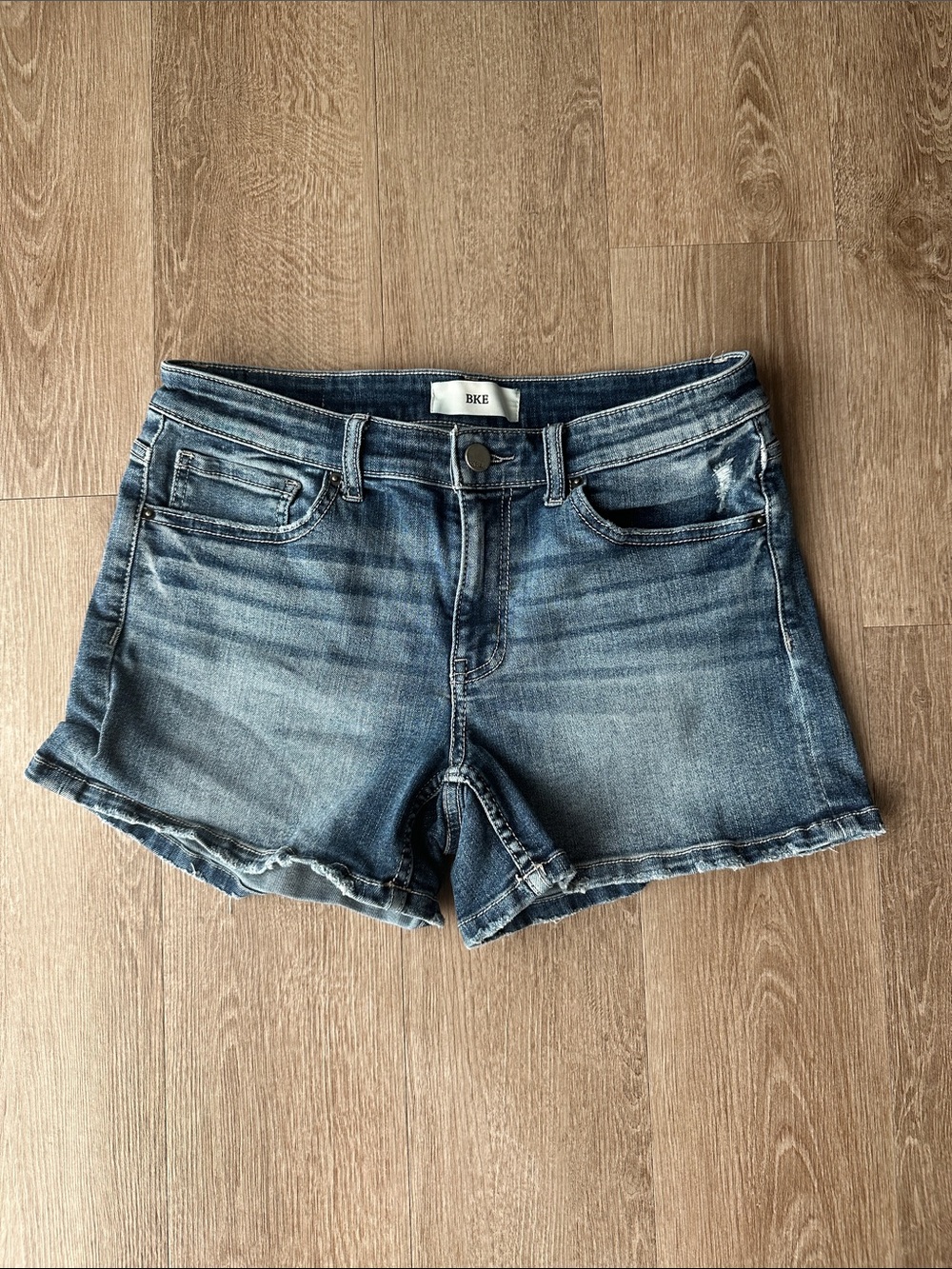 BKE Faded Blue Denim Cutoff Shorts